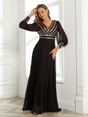 Sequined Surplice Neck Dress Sleeveless Ankle Dress for Party