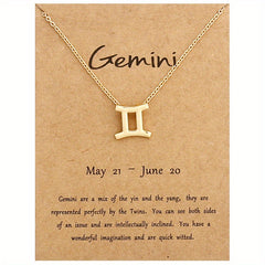 Golden Zodiac Symbol Pendant Necklace Cross Border Constellation Paper Card