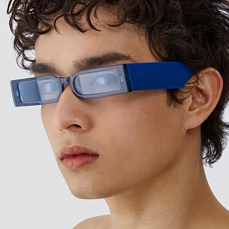 Y2K Rectangle Frame Sunglasses Minimalist Solid Eyewear