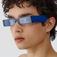 Y2K Rectangle Frame Sunglasses Minimalist Solid Eyewear