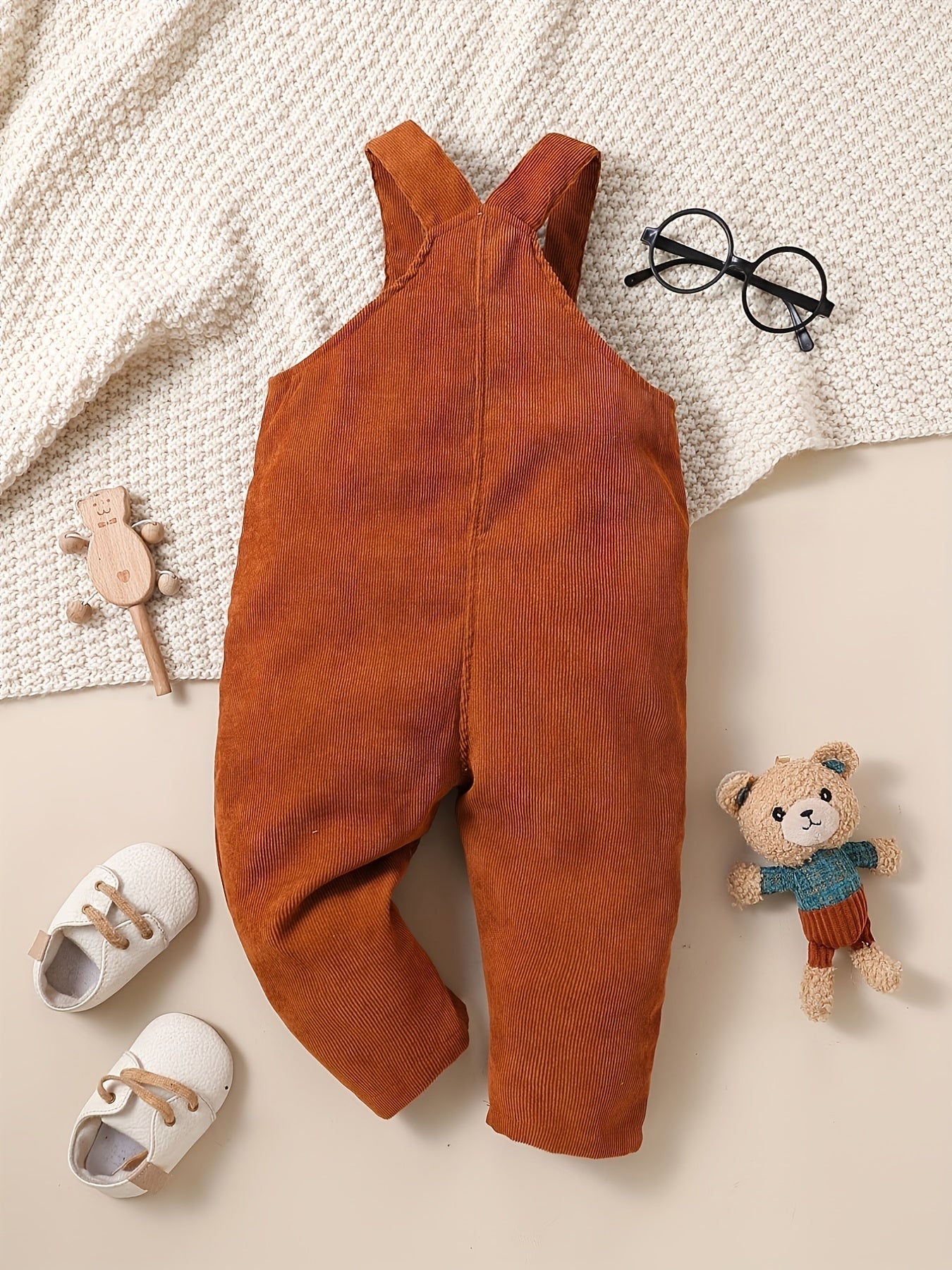 Girls Corduroy Solid Suspender Pants for Winter