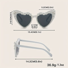Heart Sunglasses Faux Pearl for Women Girls UV400