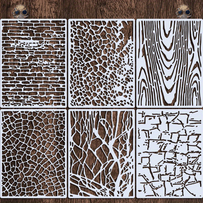 6pcs Stone Pattern Painting Stencils for Home Decor Graffiti Wall Art
