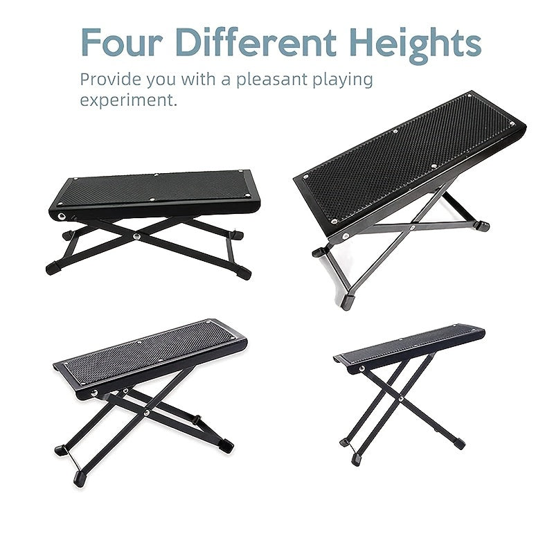 Guitar Foot Pedal Sturdy Metal Foot Rest 4 Gears High Low Non-slip
