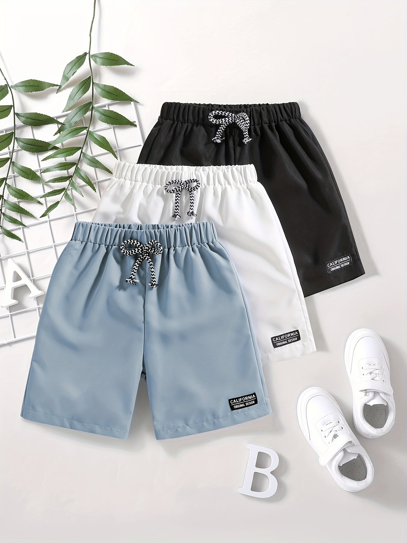 3pcs Boys California Casual Shorts for Summer Kids Clothes