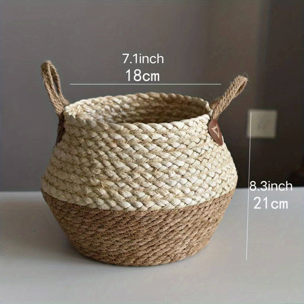 Seagrass Belly Basket: Storage & Plant Pot - Laundry, Picnic, Grocery