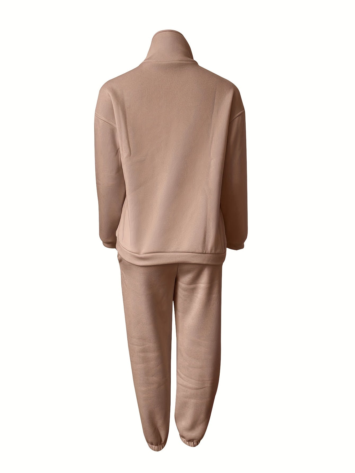 Casual Matching Two piece Set Zip Up Sweatshirt & Solid Sweatpants