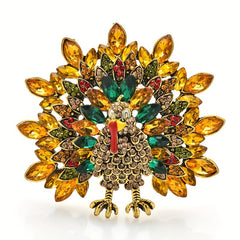 Vintage Rhinestone Turkey Brooches Chicken Giving Brooch Pins For Men