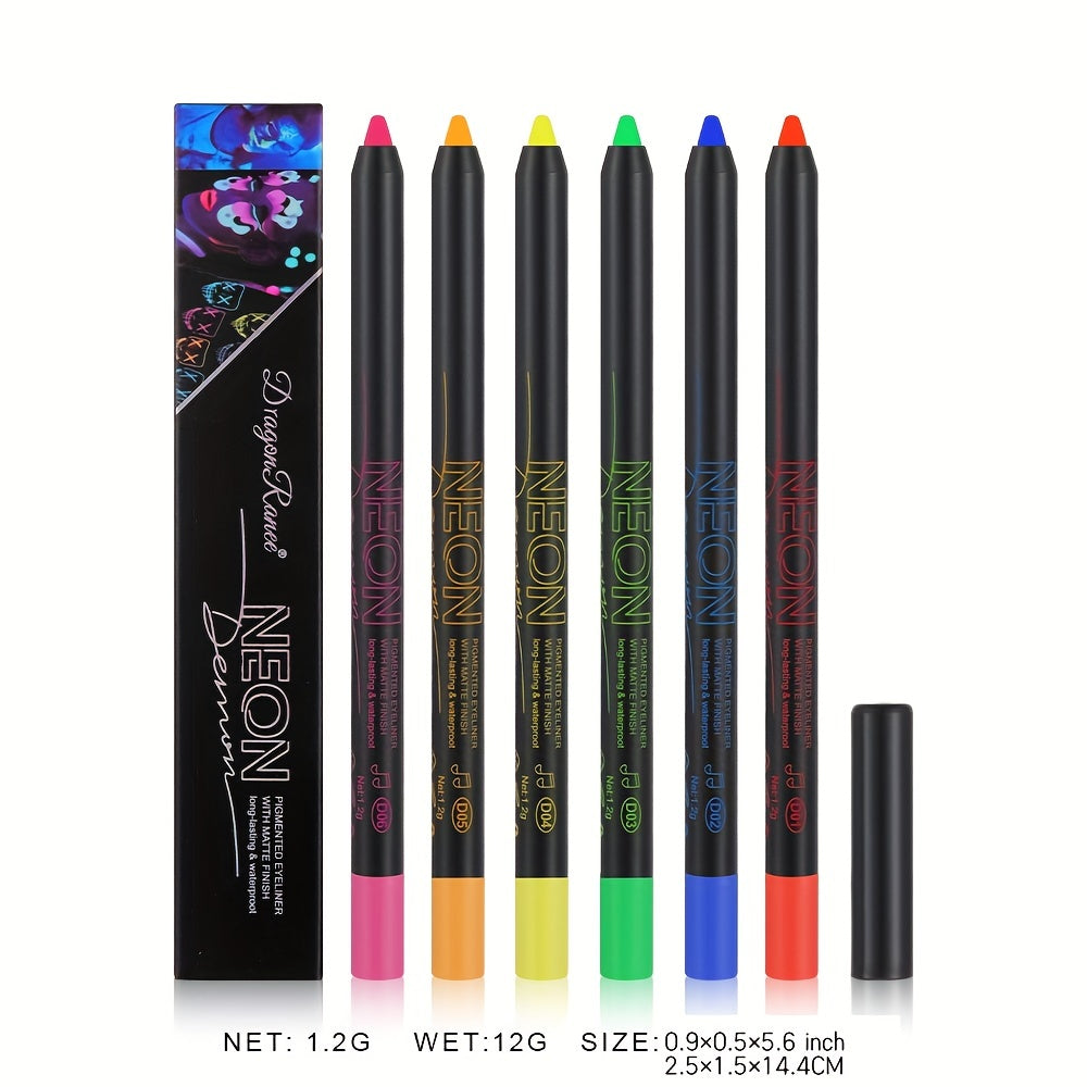 6 Colors Fluorescent Eyeliner UV Light Waterproof Pen