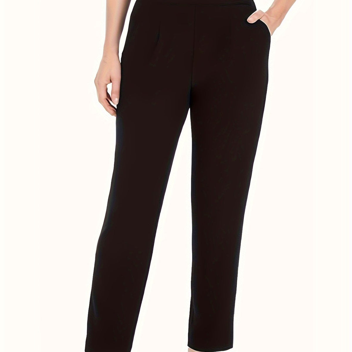  High Rise Straight Leg Pants with Pockets