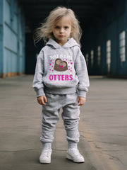 OERYUI Hooded Pullover Pants Set JUST A GIRL WHO LOVES OTTERS Print