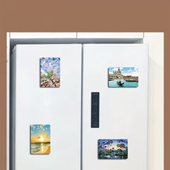 4PCS Flower Sunshine Fridge Magnets Sticker Landscape Decorative Magnetic