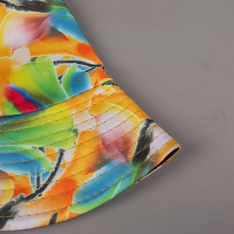 Colorful Graffiti Reversible Bucket Hat Orange Fisherman Sun Cap