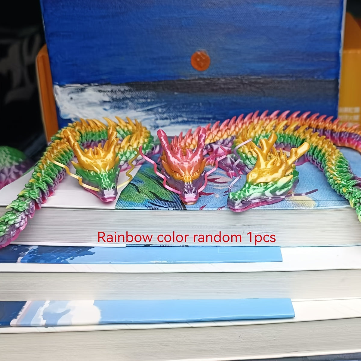 Enchanted Wooden Dragon Figurine 3D Printed Mythical Amphibian Ornament