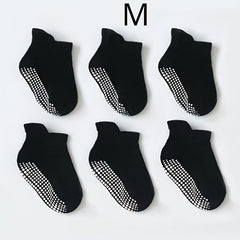 6 Pairs Boy's Non Slip Socks Cotton Blend Bottom Rubber Dot Soft Socks