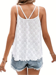 Eyelet Embroidered Dual Straps Sleeveless Top
