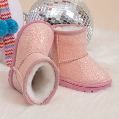 Girls' Warm Slip On Snow Boots - Cozy Fleece Lined Outdoor Winter Shoes