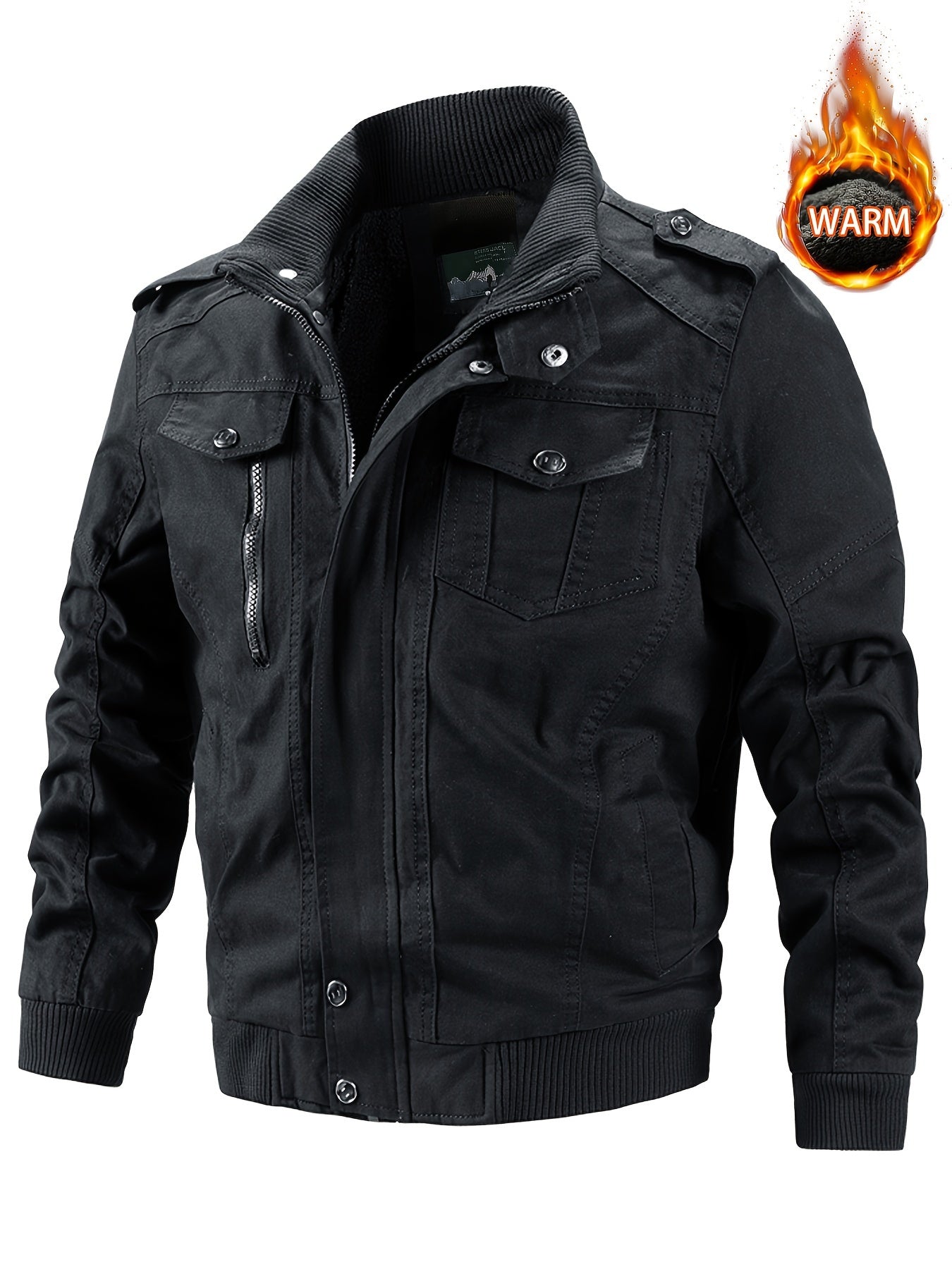Men's Fleece Jacket Stand Collar Warm Winter Coat