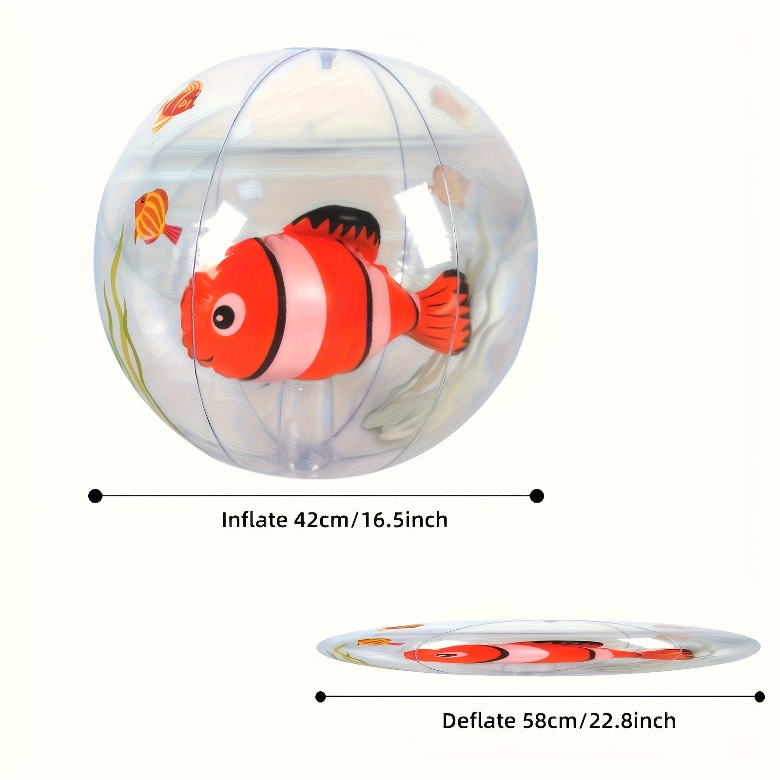 Shark & Clownfish Inflatable Beach Balls - Ocean Themed Pool Toys