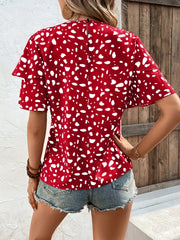  Random Print Layered Short Sleeve Blouse