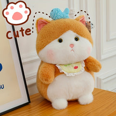 Orange Tabby Kitty Plush Toy with Fishing Habit Soft Stuffed Cat Doll 24