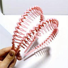 2pcs Solid Teeth Hair Band, Sweet Style Headband for Women Girls
