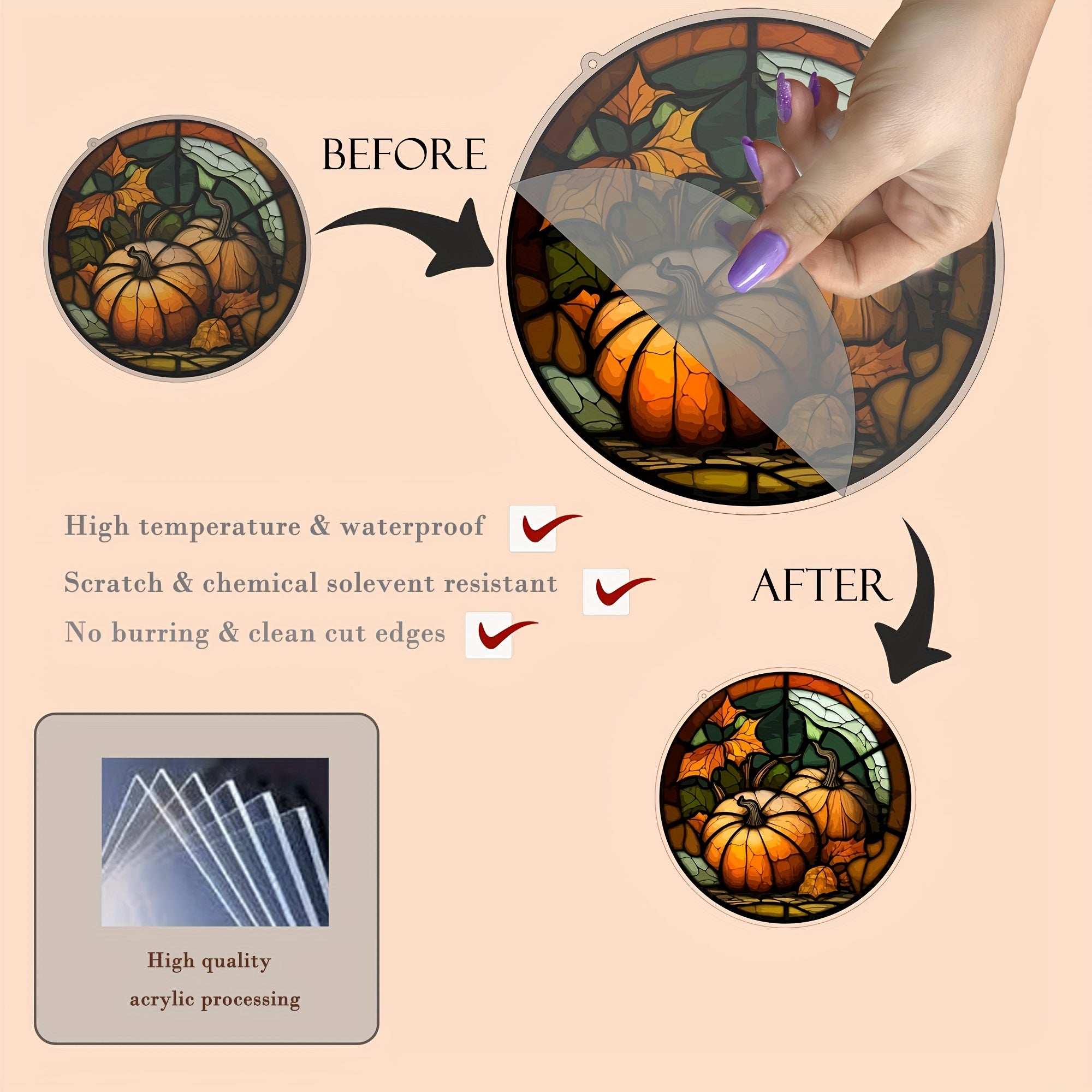 Pumpkin Halloween Hanging Autumn Window Decoration 5.9inch