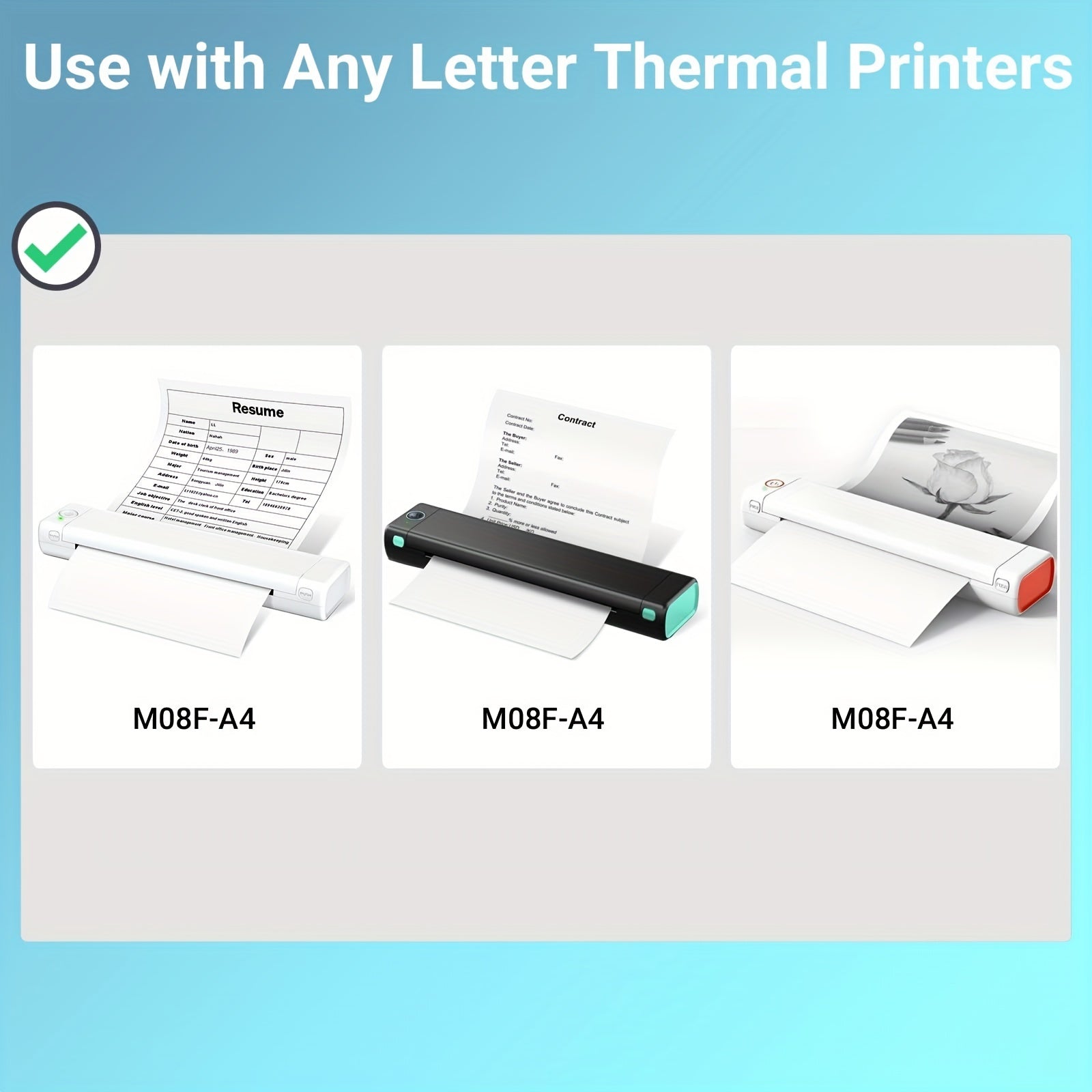Thermal Printer Paper 8.5x11 Letter Size 100 Sheets