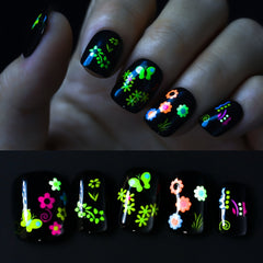 24pcs Glow in the Dark Nail Stickers Self Adhesive Shimmering Waterproof