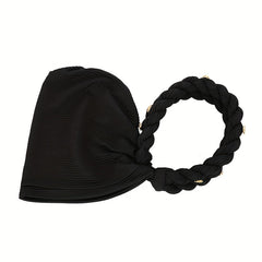 Twisted Braided Turban Cap Pre-tied Crinkle Head Wrap Elastic Ramadan Hijab