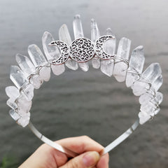 Moon Crystal Crown Tiara Celestial Wedding Crown Magical Headpiece