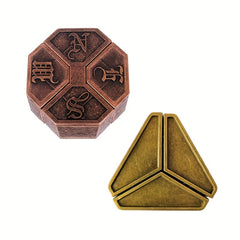 2pcs Luban Lock Edu Toy Set Metal Brain Teaser Desktop Intelli