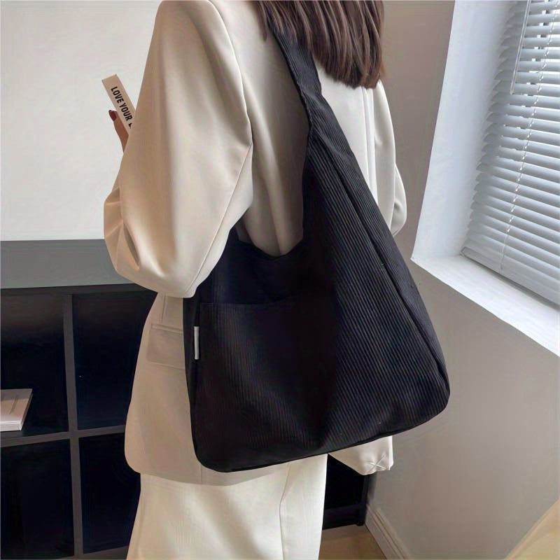 Corduroy Shoulder Tote Bag for School & Work