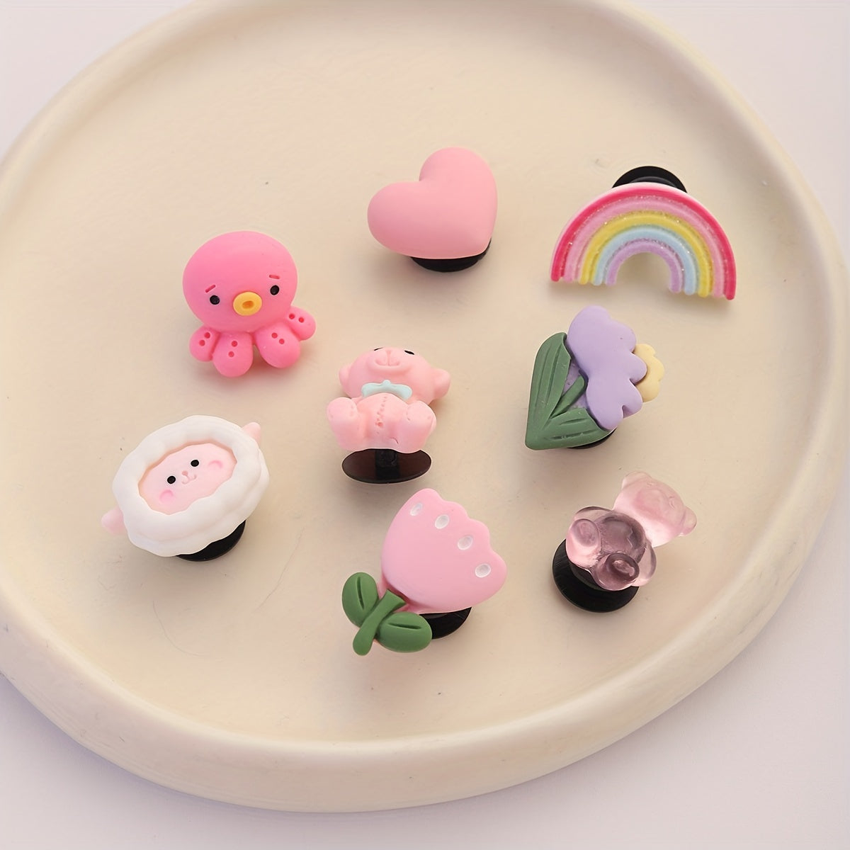 8 Pcs Pink Bunny Shoe Charms Clogs Accessories