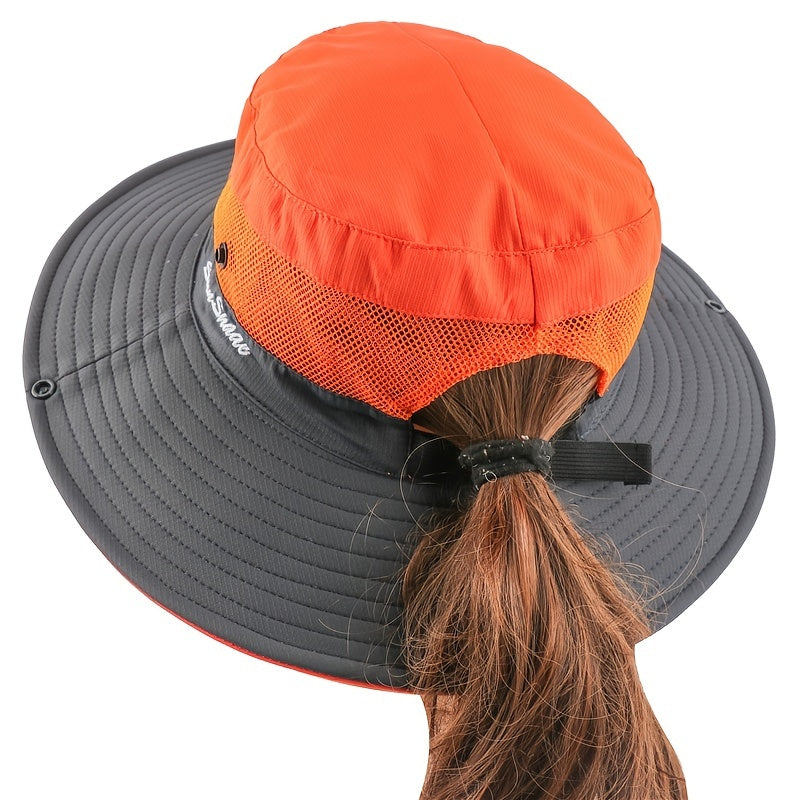 UV Protection Sun Hat with Wide Brim and Ponytail Hole