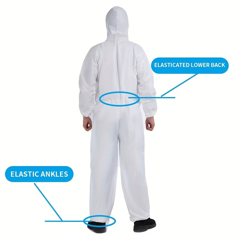 Disposable Safety Protective Hooded Overalls, PP Material, PE Film, Waterproof