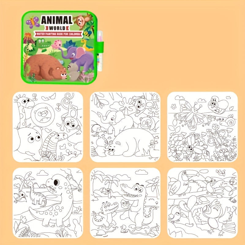 Kids' Magic Water Drawing Book DIY Collapsible Art Vibrant Animal & Nature Theme
