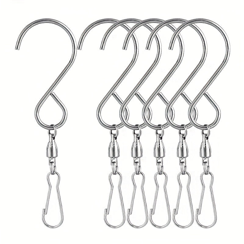 6pcs Rotating Wind Chime Hooks Stainless Steel for Hanging