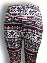  Snowflake & Geometric Print Leggings