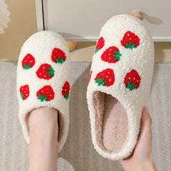Strawberry & Christmas Fuzzy Slippers - Winter Warm Shoes