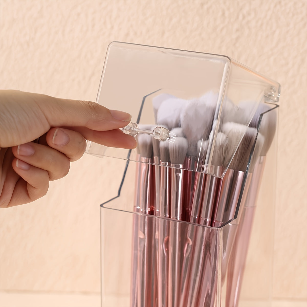 Acrylic Makeup Brush Storage Tube with Dustproof Cover