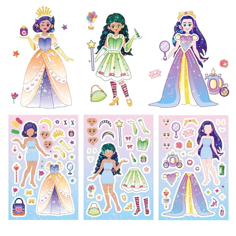 Princess Dress Up & Face Changing Sticker Set - Educational Puzzle