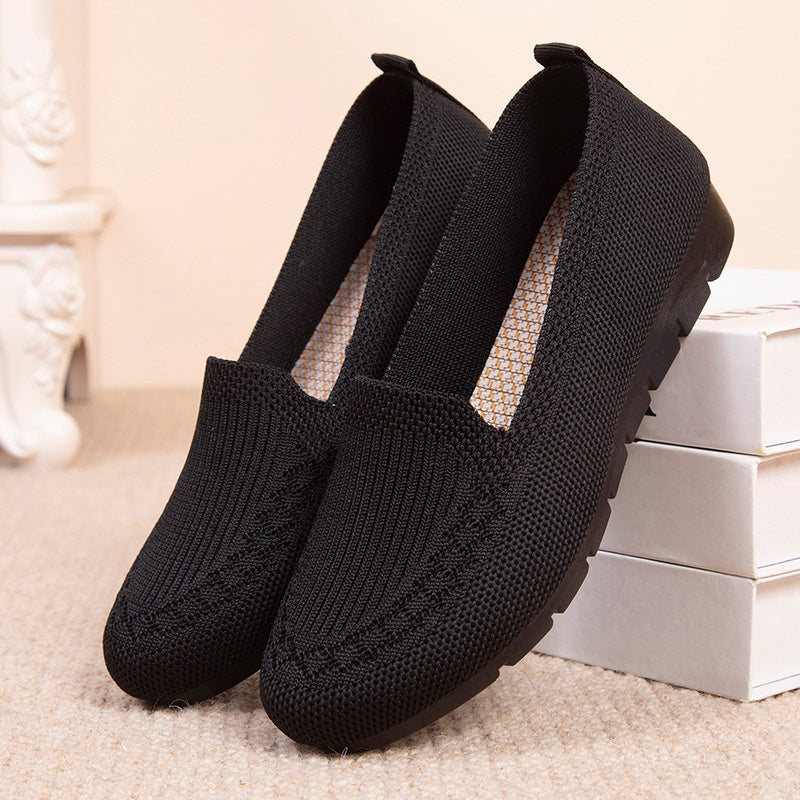 Women's Knitted Solid Loafers Lightweight Non slip Flat Slip On Shoes