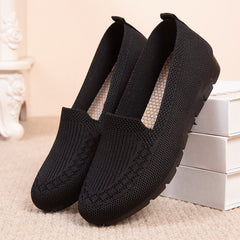Women's Knitted Solid Loafers Lightweight Non slip Flat Slip On Shoes