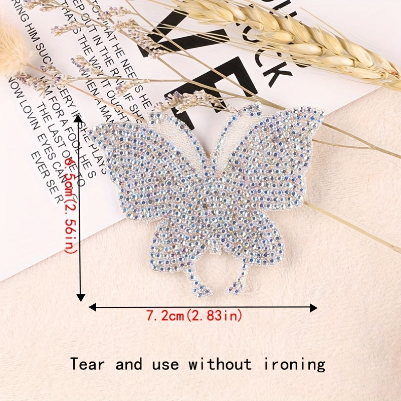 Colorful Rhinestone Butterfly Iron On Patches