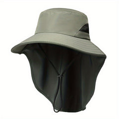 Men's Sun Hat with Face Shield UV Protection Large Brim Fisherman Hat