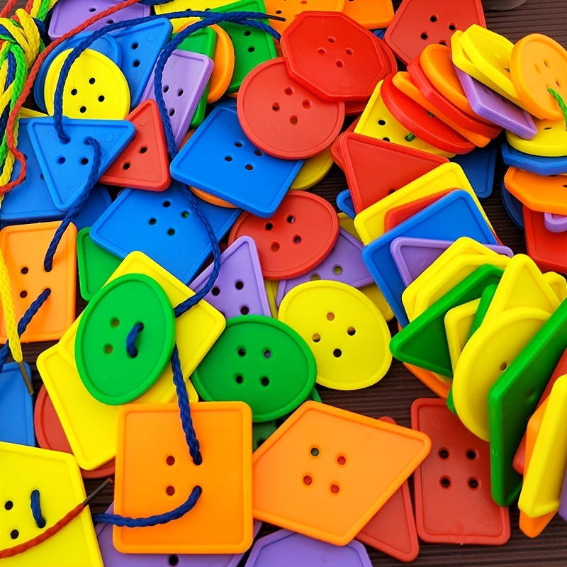 Kindergarten Building Blocks Educational Toy with Geometric Buttons