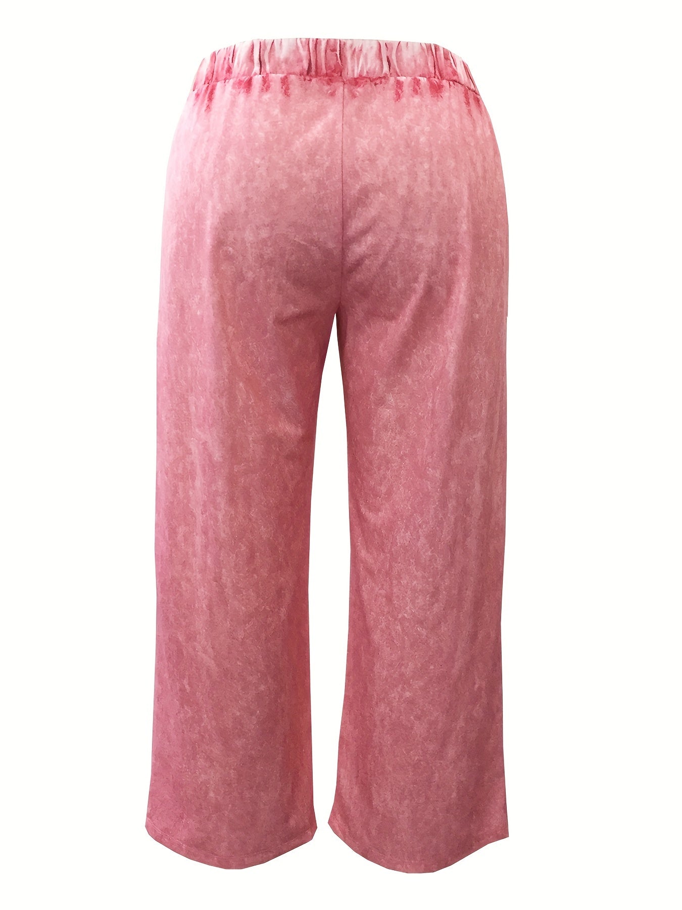  Sports Pants Women's Plus Solid Tie Waist Wide Leg Fit