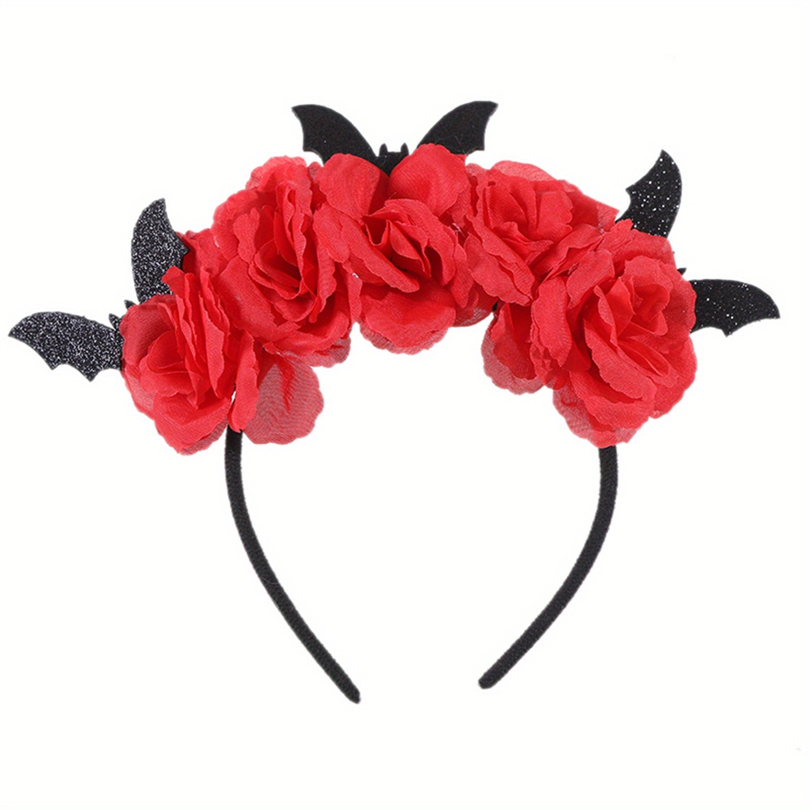 Victorian Rose & Feathered Headpiece Red Flower Soft Pastel