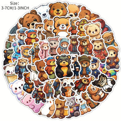 50pcs Bear Series Stickers for Computer Helmet Water Cup Decor